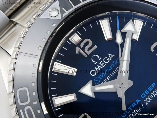 1229 EasyCare SEAMASTER PLANET OCEAN 6000M ULTRA DEEP 45.5MM SS TF 1:1 BEST EDITION BLUE DIAL BLACK BEZEL ON SS BRACELET A 7760